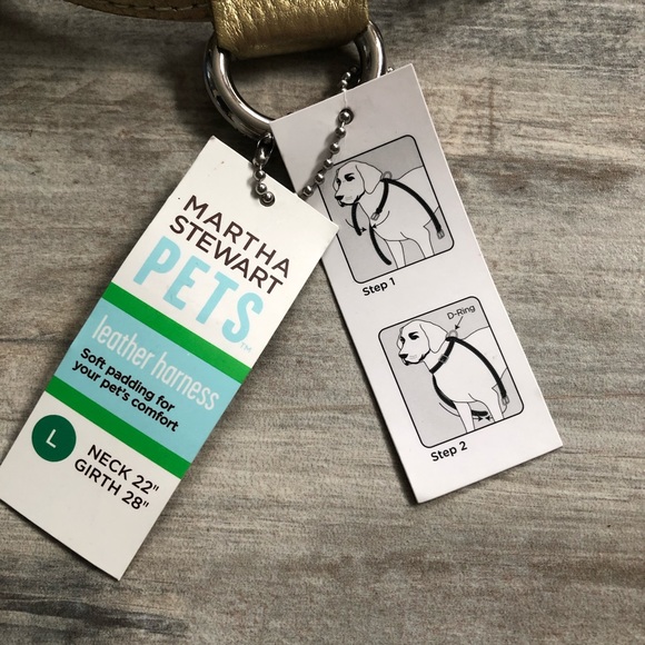 NWT Martha Stewart PETS Gold Leather Harness Size Large - Picture 2 of 6